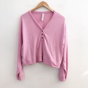 ALO YOGA Soft Fleece Henley Sweatshirt Medium Size